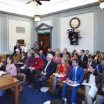 Donna Arduin, Director of the Office of Budget and Management, left, and Lacey Sanders, Budget Director for OMB, present Gov. Mike Dunleavys state budget in front of the Senate Finance Committee at the Capitol on Thursday, Feb. 14, 2019. (Michael Penn | Juneau Empire)