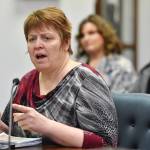 Vivian Stiver testifies in front of the House Labor and Commerce Committee for confirmation to the Marijuana Control Board at the Capitol on Wednesday, March 6, 2019. (Michael Penn | Juneau Empire)