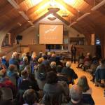 Katharine Hayhoe speaks to the audience at Chapel by the Lake on Sept. 13, 2019. (Peter Segall | Juneau Empire)
