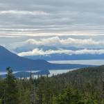 A view of the silhouette of North Douglas and heavy cloud cover over the Chilkats and Auke Bay on Aug. 19, 2020. (Courtesy Photo / Denise Carroll)