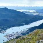 Downtown Juneau, the airport and the Chilkats as seen from the Mount Roberts trail on Aug. 21, 2020. (Courtesy Photo / Denise Carroll)