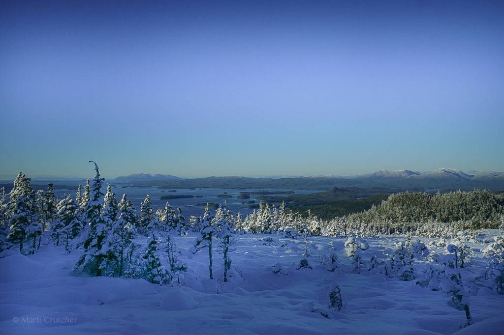 This photo shows an alpine view of mountains and the ocean along Sunnahae Trail in Craig on Feb. 7, 2021. (Courtesy Photo / Marti Crutcher)