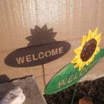 The word welcome shines amid a shadow cast by a decorative sunflower. (Courtesy Photo / John C. Wynne)