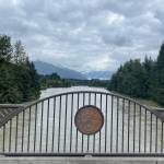 The Mendenhall Glacier can be seen in the distant background of this photo taken from the sidewalk on the Brotherhood Bridge. (Courtesy Photo / Deana Barajas)