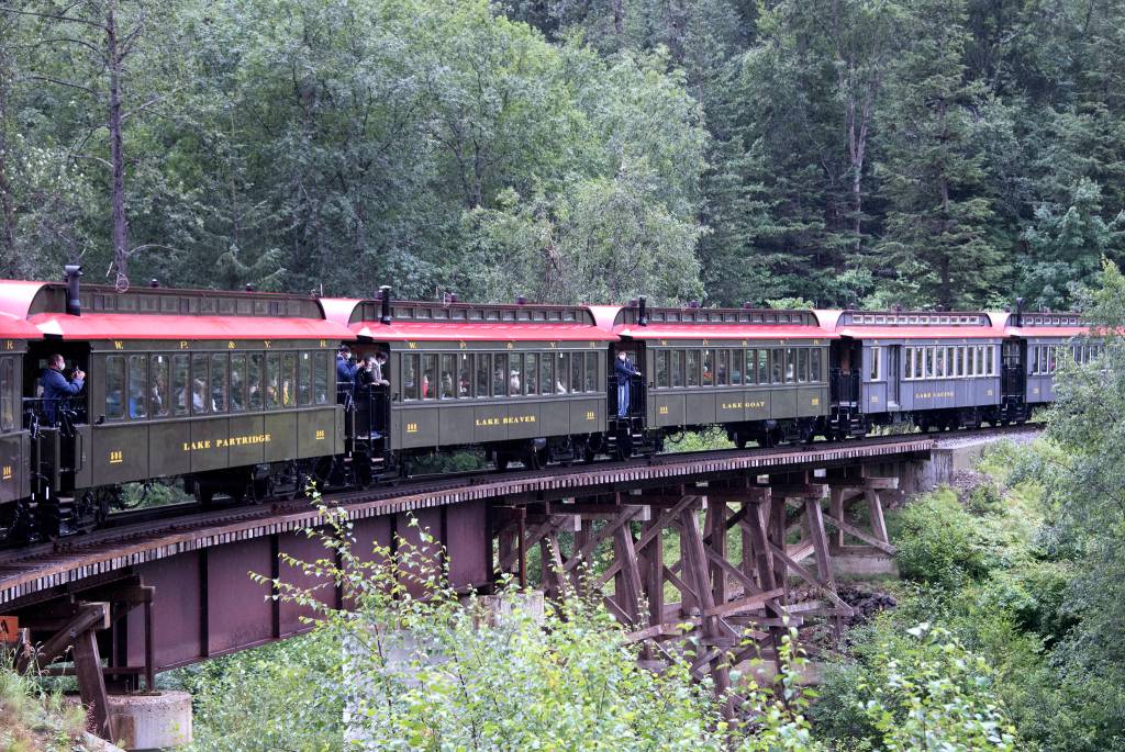 White Pass & Yukon Route crosses the east fork of the Skagway River. (Courtesy Photo / Kenneth Gill, gillfoto)