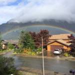 A rainbow forms over Juneau in this photo shared on Sept. 15. (Courtesy Photo / Sandy R. Williams)