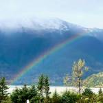 A rainbow from Skaters Cabin to the glacier on Oct. 2. (Courtesy Photo / Denise Carroll)