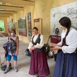 Annie Bartholomew, right prepares for rehearsal for her Victorian folk opera, Sisters of White Chapel, along with the music director Kat Moore, center and director Heidi Handelsman at the Treadwell Mine Office on July 5, 2022. (Michael S. Lockett / Juneau Empire)