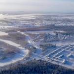 Sun strikes Fairbanks for a few hours on a midwinter day. (Photo by Ned Rozell)