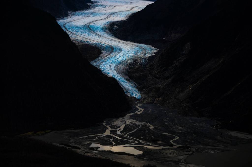 The receding Davidson Glacier on a flight to Haines. (Photo by Bethany Goodrich)