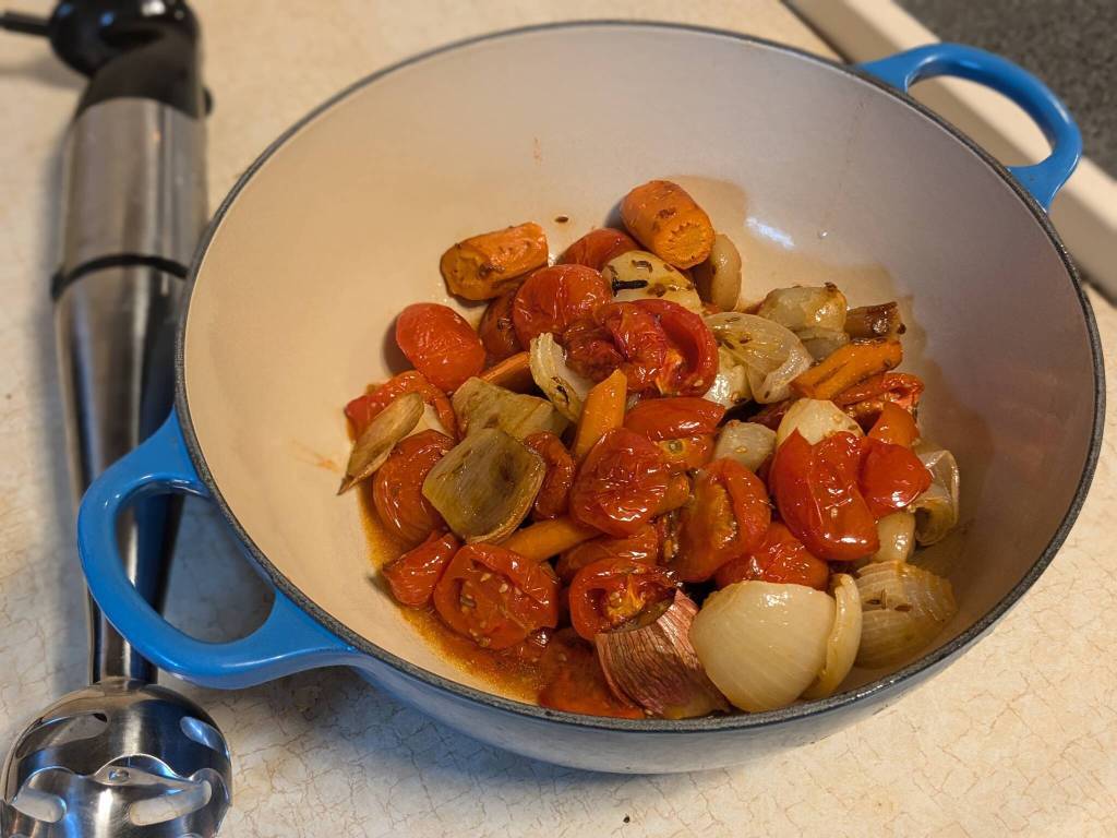 Vegetables ready for blending for sheet pan tomato soup. (Photo by Patty Schied)