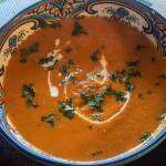 Sheet pan tomato soup garnished and served. (Photo by Patty Schied)