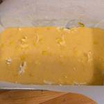 Batter for Mexican cornbread loaf with roasted green chiles and cheese ready to bake. (Photo by Patty Schied)