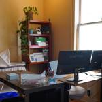 Executive Director Eliza Russells desk within the Skagway Development Corporations Small Business Resource Center, prepped for the arrival of her daughter Sage. (Photo by Shaelene Grace Moler)