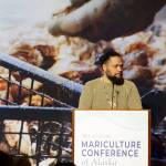 Keolani Booth gives a presentation at the third annual Mariculture Conference of Alaska in Sitka in 2024. (Photo provided by Sustainable Southeast Partnership)