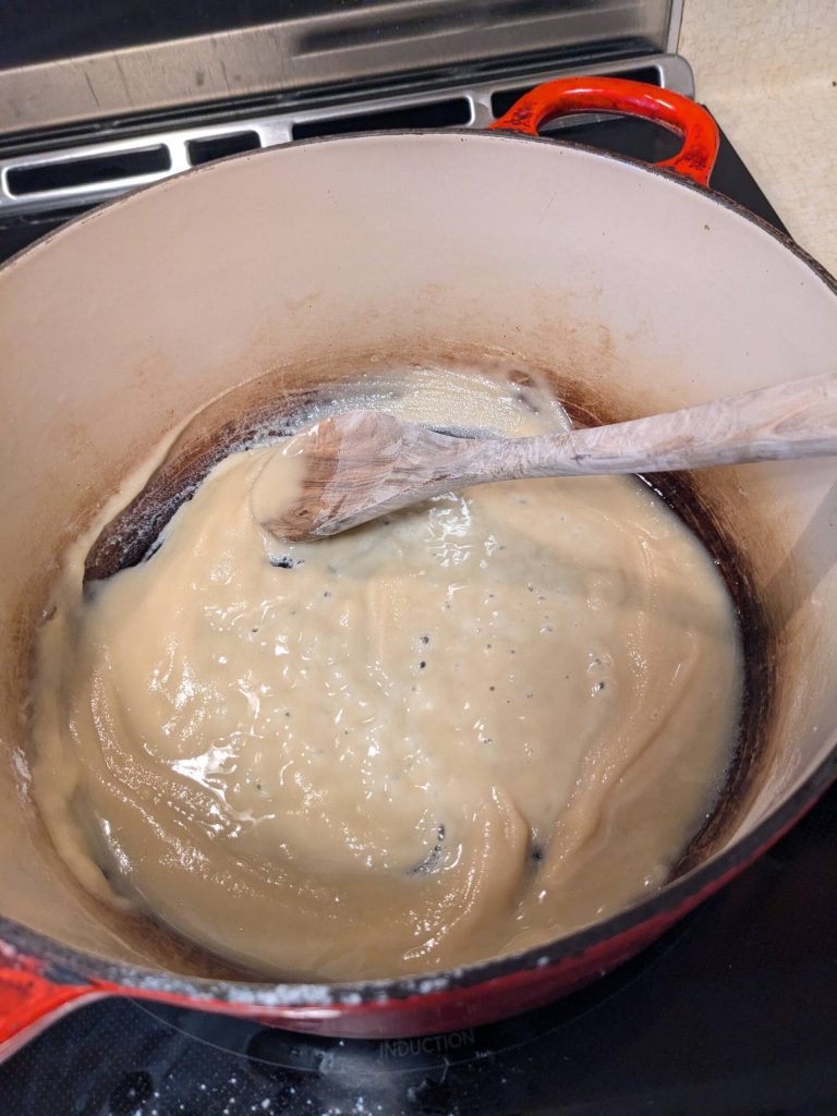 Beginning of the roux for shrimp gumbo. (Photo by Patty Schied)