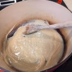 Beginning of the roux for shrimp gumbo. (Photo by Patty Schied)
