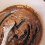 Roux for shrimp gumbo after 30 minutes. (Photo by Patty Schied)