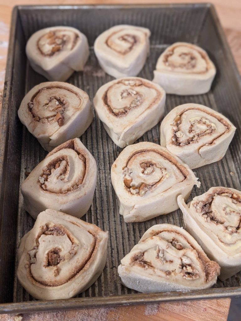 Cinnamon rolls ready for baking. (Photo by Patty Schied)
