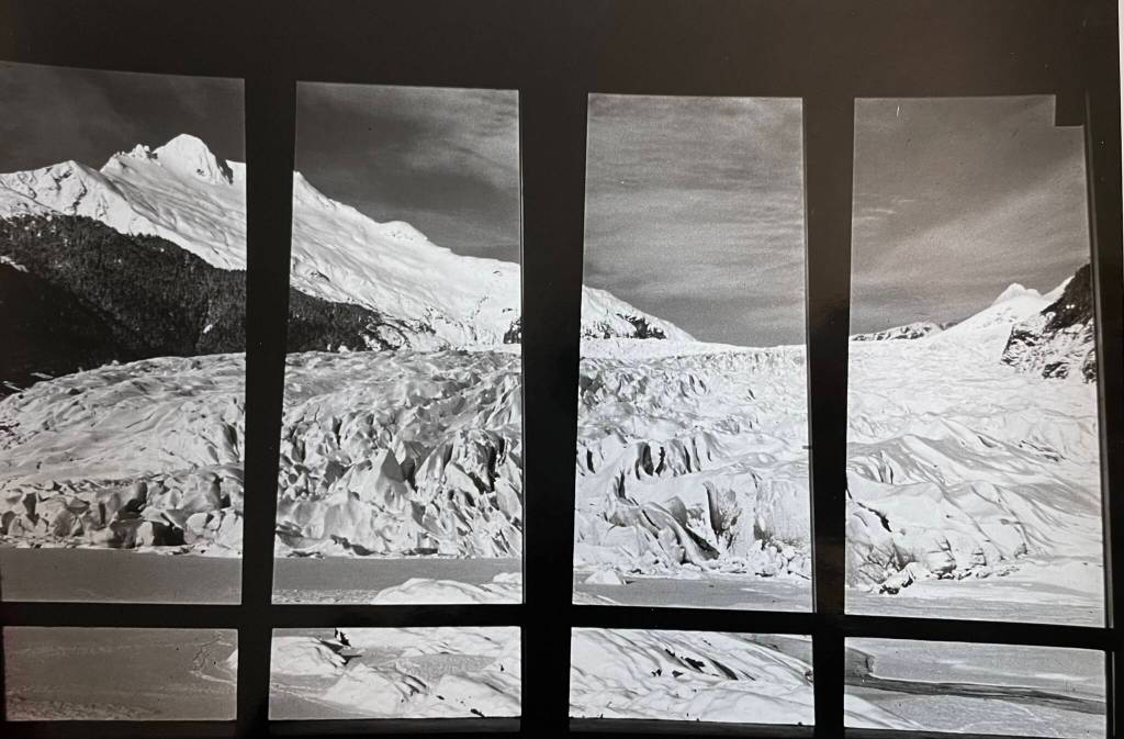 View through Mendenhall Glacier Visitor Center observatory windows in 1962. (Courtesy MRV Architects)
