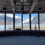 View through Mendenhall Glacier Visitor Center observatory windows in March 2025. (Photo by Laurie Craig)