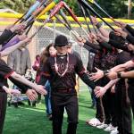 Juneau-Douglas High School: Yadaa.at Kalé senior Jacob Katasse is honored during the Crimson Bears’ baseball senior night against Ketchikan on Saturday at Adair-Kennedy Memorial Park. (Klas Stolpe / Juneau Empire)