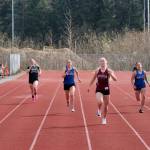 Juneau-Douglas High School: Yadaa.at Kalé freshman Bella Connally and Ketchikan senior Clara Odden lead the girls 200 during the Capital City Invitational this year. They are favorites in the event for this weekend's Region V championships at Thunder Mountain Middle School. (Klas Stolpe / Juneau Empire)