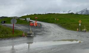 The entrance road to Juneaus landfill in Lemon Creek on May 24, 2025. (Mark Sabbatini / Juneau Empire)