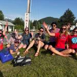 Juneaus eight-person womens team, Alaska Scud Riders, celebrates after finishing the Kluane to Chilkat International Bike Relay last Saturday in Haines. (Photo courtesy Suzanne McGee Sauerteig)