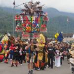 Juneau Ati-Atihan marches toward downtown Juneau in the 2025 Fourth of July Parade. The group was named best of parade. (Natalie Buttner / Juneau Empire)