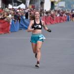 Anchorages Klaire Rhodes, 27, wins the womens race at the Mount Marathon Race on July 4, 2025, in Seward, Alaska. (Photo by Jeff Helminiak/Peninsula Clarion)