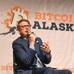 Rep. Nick Begich III (R-Alaska) speaks at the first Bitcoin Alaska conference on Sunday, July 6, 2025. (Jasz Garrett / Juneau Empire)