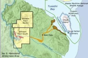 A map of the Johnson Tract Mine exploration project. Photo courtesy of the Center for Biological Diversity