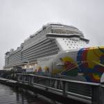 The Norwegian Encore at the Alaska Steamship Wharf on Tuesday, the final cruise ship of the season. (Mari Kanagy / Juneau Empire)