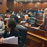 Rep. Andi Story (D-Juneau), co-chair of the House Education Committee, speaks in favor of overriding Gov. Mike Dunleavys veto of an education funding bill during a joint session of the Alaska Legislature on Tuesday. (Mark Sabbatini / Juneau Empire file photo)
