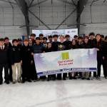 The Juneau-Douglas High School: Yadaa.at Kalé Crimson Bears won fourth place during the Division II Hockey State championships in Palmer last weekend. Photo courtesy of Rapi Sotoa