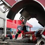 Photos courtesy of Jesse Inman
Firefighter Sarah Cannard doing weekly maintenance on the fire engine.