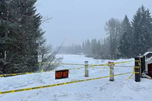 The Kaxdigoowu Heen Dei (Brotherhood Bridge Trail) is now closed for approximately one month for Phase 2 of flood barrier installation. (City and Borough of Juneau)
