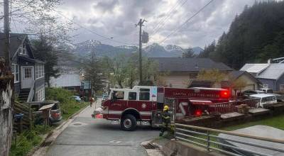 Capital City Fire Rescue crews battled a deck fire threatening a home in the Starr Hill neighborhood on May 26. (Capital City Fire Rescue)