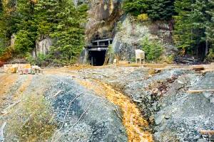 Acid contaminated water runs from the entrance of the Tulsequah Chief Mine in Canada. (Courtesy photo)